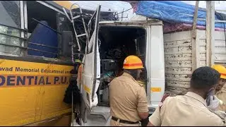 2 drivers dead, 10 students injured in Belagavi school bus collision