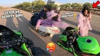 Cute Scooty Girls Ne 😯 zx10r ke Sath race Karli 😞 #views #trending 