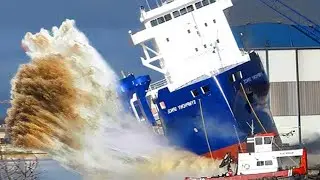 15  Dangerous Big Ship Launch Gone Bad ! , CLOSE CALLS and Huge WAVES