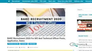 BARC Recruitment 2020 for Medical Officer and Technical Officer, Eligibility, Application, Dates