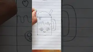 How to draw a cute Cup of cold chocolate coffee 😃 #drawing #art #coffee #shortsfeed #viralvideo