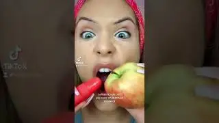 Blush with apple: fruit makeup challenge!🍎 #makeuphacks #fruitmakeupchallenge #fruitmakeup #vegan