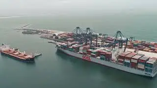 OOCL Ho Chi Minh City vessel berthing at the Port of Ensenada, Mexico