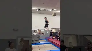 She knew she was cooked 😔#flips#twist#gym#gymnastics#trampoline#fyp#foryou#extreme#insane#spotter