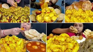 Oily Mutton fat Curry eating show with puri | Mukbang food videos 