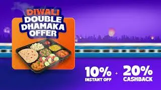Diwali Double Dhamaka Offer | Get 10% Instant Off + 20% Cashback with RailRestro