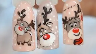 CHRISTMAS DEER EASY NAIL ART CUTE EXPRESS MANICURE TUTORIAL
