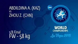 1/8 FW - 58 kg: A. ABDILDINA (KAZ) df. Z. ZHOU (CHN) by FALL, 10-14