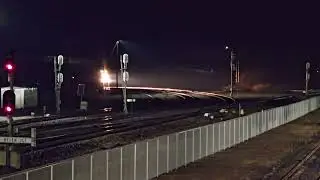 Eastbound BNSF Manifest Entering Belen Yard on a Misty Night 
