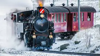 RARE TRAIN SPECTACLE &ndash; DFB COGWHEEL STEAM TRAIN CONQUERS SWITZERLAND&rsquo;S OBERALPPASS