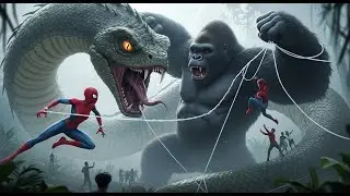 King kong Asher vs Monsters - Spider Lisa Defeats the Villains