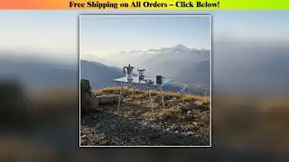 HOMFUL Outdoor camping folding table, portable stainless steel picnic table, leisure barbecue