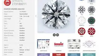 GCAL's Guaranteed Diamond Grading Certification verification page with 360 Video