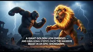 A giant golden lion emerges &mdash; and King Kong steps in to face the massive beast in an epic showdown.
