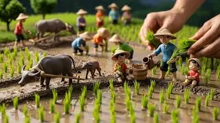 Tiny Farmers, Big Details | Cinematic Clay Rice Field Diorama