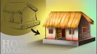 How to Make hut in Photoshop | 2D Animation Background | Psd Background Hindi | photoshop Tree