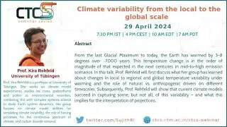 Climate variability from the local to the global scale- talk by Prof. Kira Rehfeld