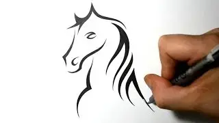How to Draw a Horse Portrait - Tribal Tattoo Design Style