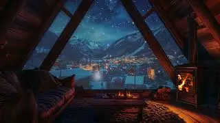 Cozy Snowstorm: Fireplace Warmth, Soft Snow, and Calm Sleep Sounds