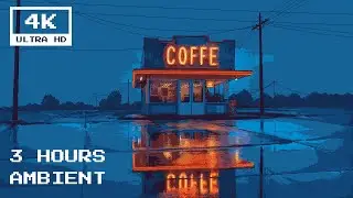 3 HOURS Night Pixel Cafe — Silent 4K TV Wallpaper (Cozy City Lights)