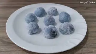 Butterfly Pea Flower Mochi With Red Bean Paste Filling