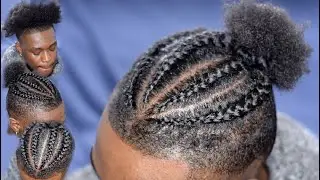 Men's Easy Braid/Cornrow Hairstyle with Puff | High Top Fade