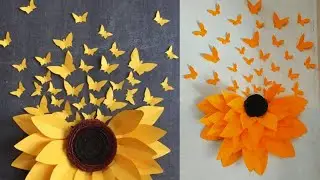 Beautiful sunflower wall hanging | Paper flower easy wall decor | Room decoration idea with paper