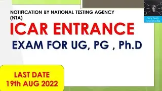National Testing Agency  NTA || ICAR Entrance Exam Application for ||UG/ PG /JRF/ SRF/ Ph D