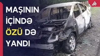Tərtərdə hərəkətdə olan maşın anidən yandı