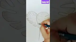 EASY TRICK TO DRAW PALM LEAF FROM HEART TUTORIAL #leafdrawing #palmleafdrawing #easyart #viral #art