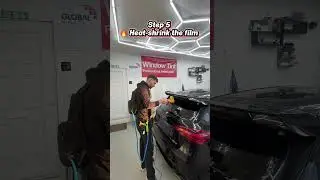 Professional rear window tinting on a MercedesAMG A45S,showing the full process from start to finish