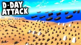 EPIC D-Day Battle!  The Ultimate WW2 Battle Simulator Game (WW2 Battle Sim -MOWAS2 Huaji Mod)