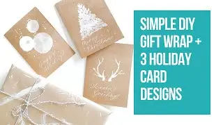 DIY Christmas wrap and cards using gouache and kraft brown paper