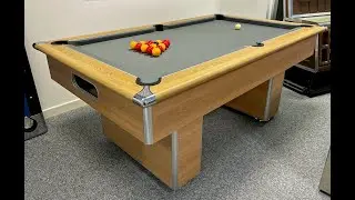 Classic Slimline Slate Bed Pool Table in an Oak Cabinet