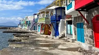 Beautiful EMPTY Klima Beach Village | 4K Virtual Beach Walk in Milos Greece