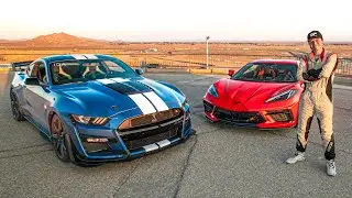 C8 CORVETTE бросает вызов карбоновому трековому пакету GT500 2020 года! *Chevrolet против Ford*