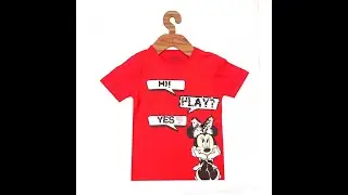 Disney by Icable Girls Pure Cotton Cute Printed T-Shirts Made in India (Red)
