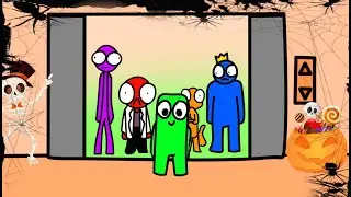 A surprise in the elevator | Halloween | Rainbow Friends Animation