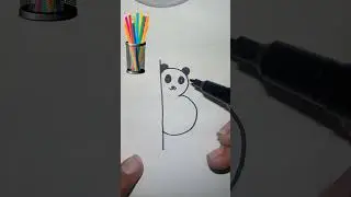 Satisfying drawing Panda 😁🐼 with sugarcane #shorts#ytshorts