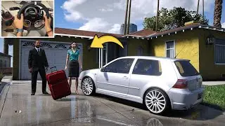 GTA 5 - Relaxing Taxi Drive in Volkswagen Golf R32 | Steering Wheel Gameplay