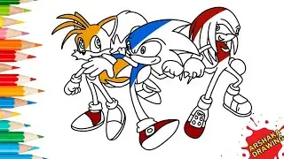 Sonic the Hedgehog Characters Coloring Page Tutorial | How to Color Sonic, Miles Tails, Knuckle
