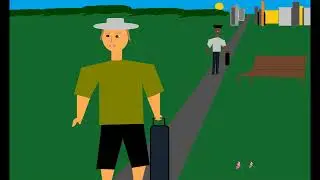 Tourist man in Jamaica walking anime
