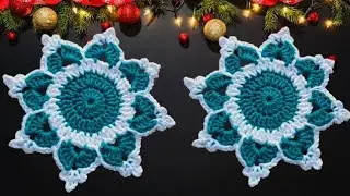 Christmas Crochet Coaster | Easy Coaster Tutorial for Beginners #crochet #christmas #coaster