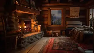Gentle Night Rain and Crackling Fireplace Sounds | 8 Hours