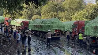 Luar Biasa Sulit‼️ Drama Terburuk Truk Raja Jalanan Disiksa Habis Habisan Lewati Jalan Penuh Minyak