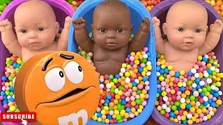 Full of 3 Rainbow BathTubs Candy with M&M's & Magic Slime Cutting Video