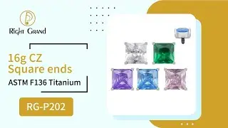 Right Grand 16G ASTM F136 Titanium Implant Grade Claw Setting Square CZ Ends RG P202