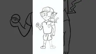 Speed Paint of Ash and Pikachu (outfit from gen 9) Part 2