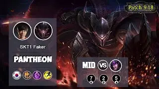 SKT1 FAKER Pantheon MID VS Syndra | LOL | S9 KR Challenger - Full Gameplay