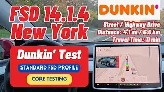Tesla FSD v14.1.4 STANDARD Profile не проходит левый поворот в 6:57 | Dunkin Test